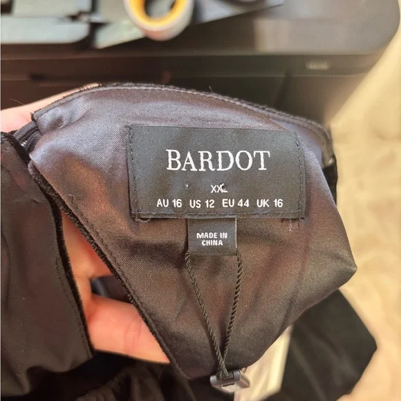 NWT Bardot Black Malina Velour Mini Dress with Cutouts and Puff Sleeves Size 12 - Picture 4 of 15